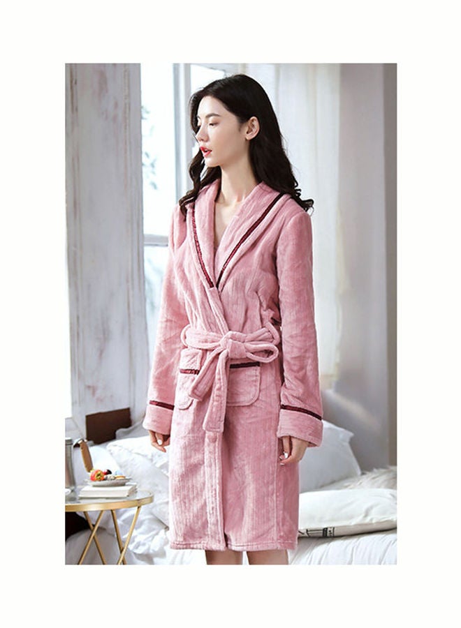 Joychic Coral Velvet Night Robe Pink  - Image 4