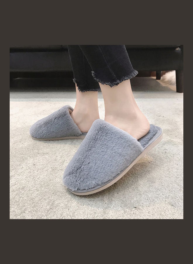 Joychic - Solid Fluffy Indoor Slippers Grey - Image 1