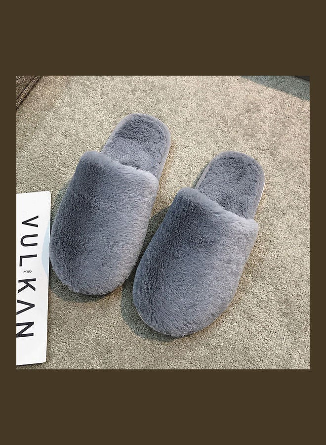 Joychic - Solid Fluffy Indoor Slippers Grey - Image 1