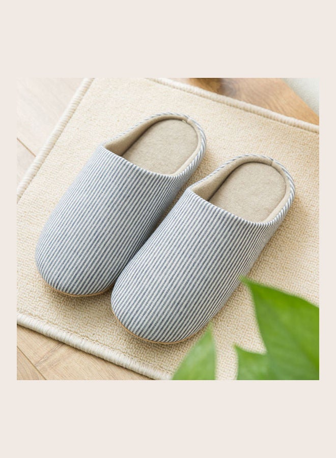 Joychic Striped Slip-On Bedroom Slippers Blue  - Image 3