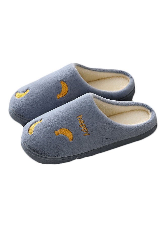 Joychic Banana Pattern Slip-On Bedroom Slippers Blue/Yellow  - Image 1