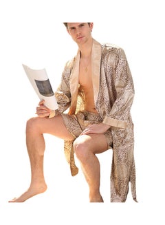 Joychic Printed Long Sleeves Robe And Shorts Set Beige/Brown  - Image 2