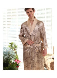 Joychic Printed Long Sleeves Robe And Shorts Set Beige/Brown  - Image 4