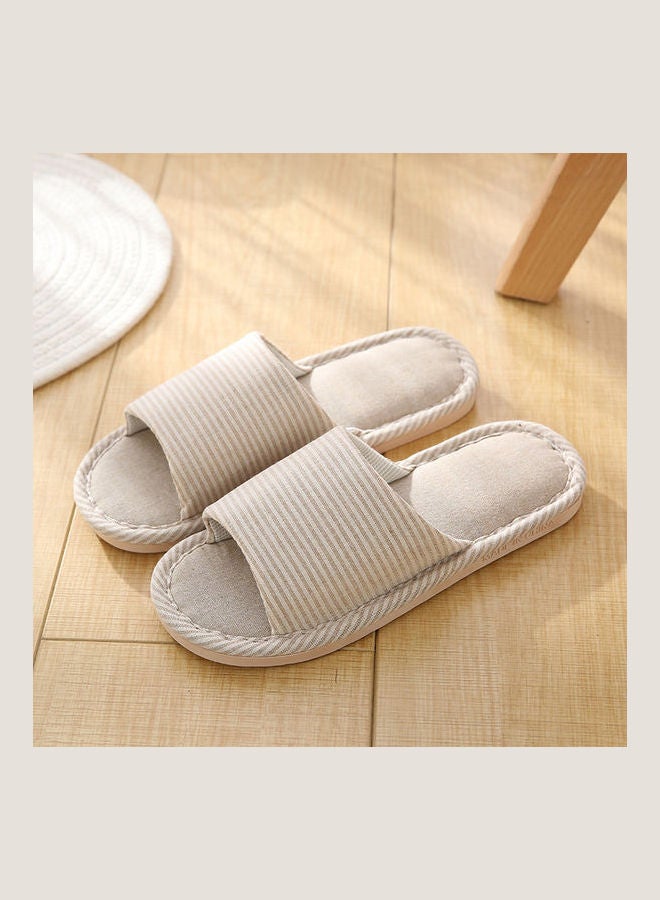 Joychic Striped Bedroom Slippers Beige  - Image 2