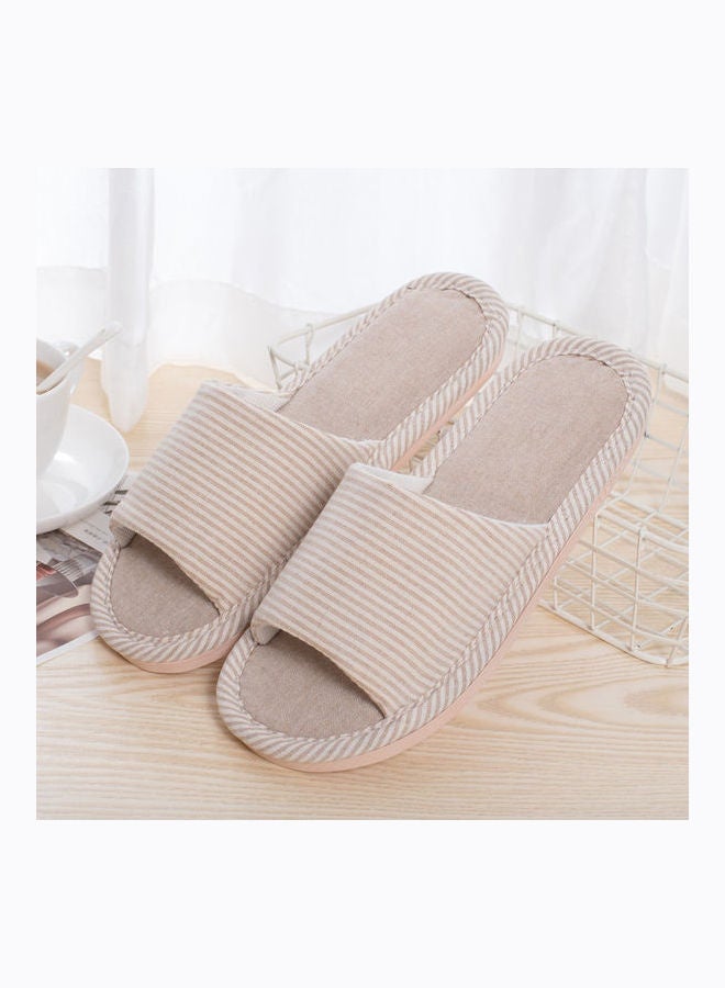 Joychic Striped Bedroom Slippers Beige  - Image 3
