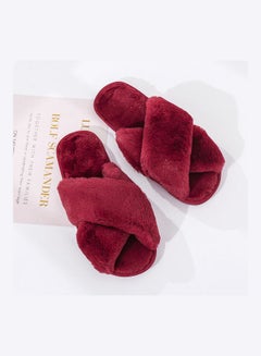 Joychic Cross Strap Flat Bedroom Slippers Red  - Image 5