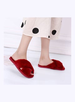 Joychic Cross Strap Flat Bedroom Slippers Red  - Image 4