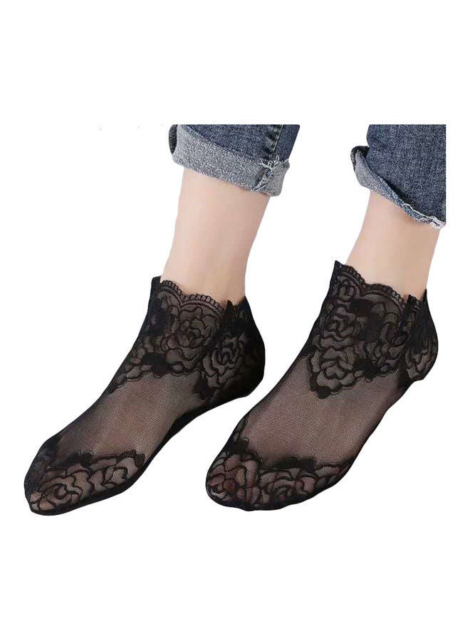 جوي شيك جوارب بطول الكاحل مزينة بدانتيل بلون وردي أسود - Image 1