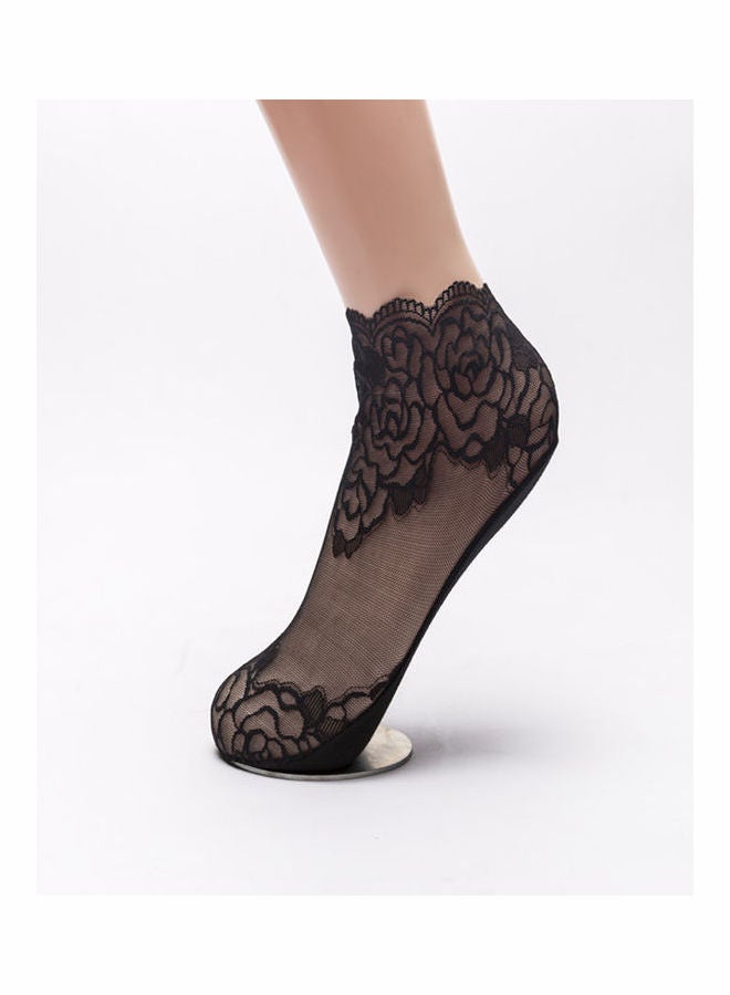جوي شيك جوارب بطول الكاحل مزينة بدانتيل بلون وردي أسود - Image 5