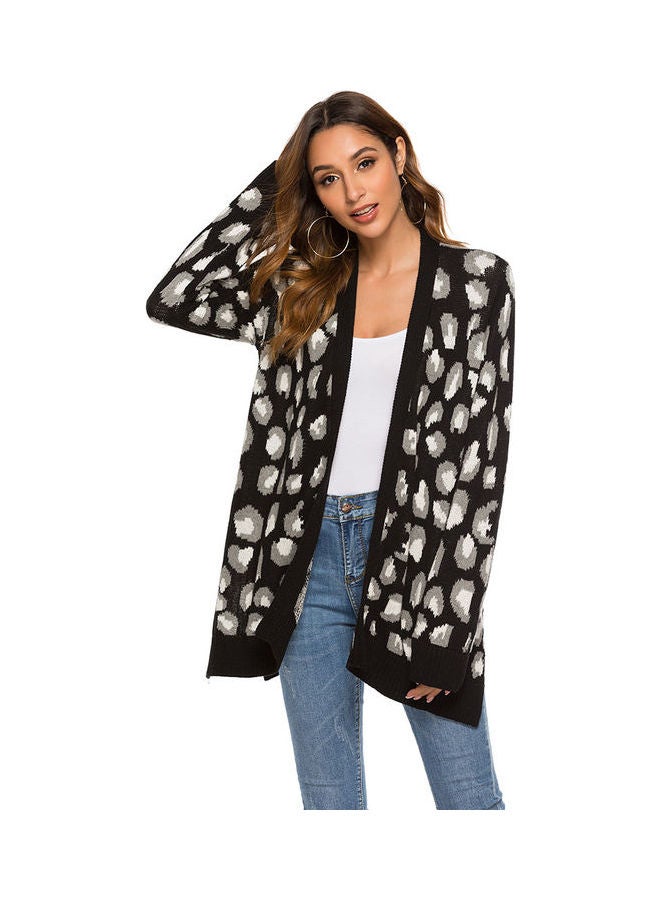 Joychic Printed Long Sleeves Cardigan Black/Grey  - Image 1