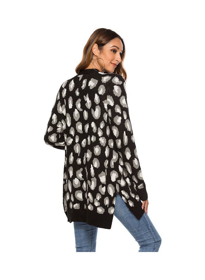Joychic Printed Long Sleeves Cardigan Black/Grey  - Image 4