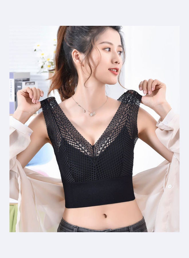 Joychic - Seamless Bralette Padded Skin-friendly Bra Black - Image 1