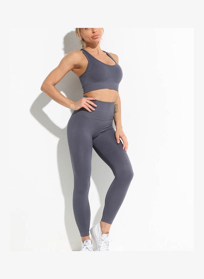 Joychic 2-Piece Yoga Activewear Set Grey - Image 2