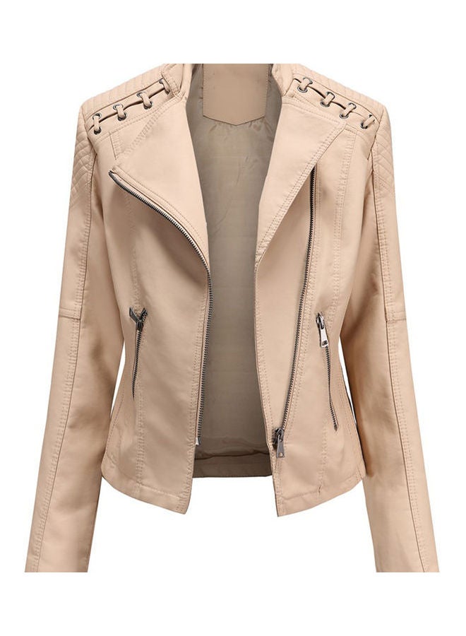 Joychic - Classic Short Biker Coat Khaki - Image 1