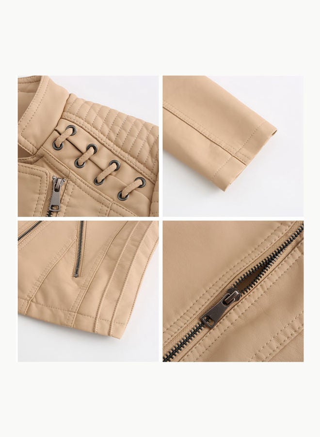 Joychic - Classic Short Biker Coat Khaki - Image 1