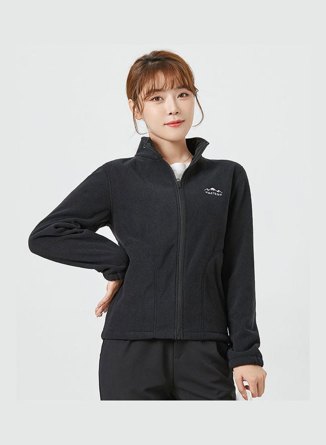 جوي شيك معطف دافئ ومريح من الصوف القطبي أسود - Image 1