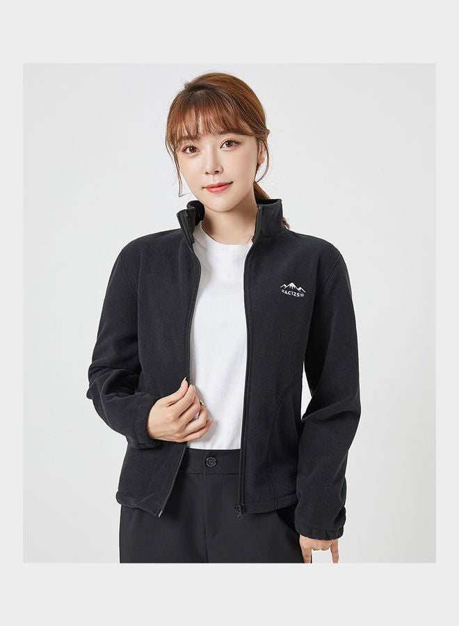 جوي شيك معطف دافئ ومريح من الصوف القطبي أسود - Image 2