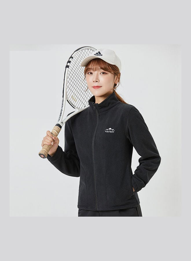 جوي شيك معطف دافئ ومريح من الصوف القطبي أسود - Image 3