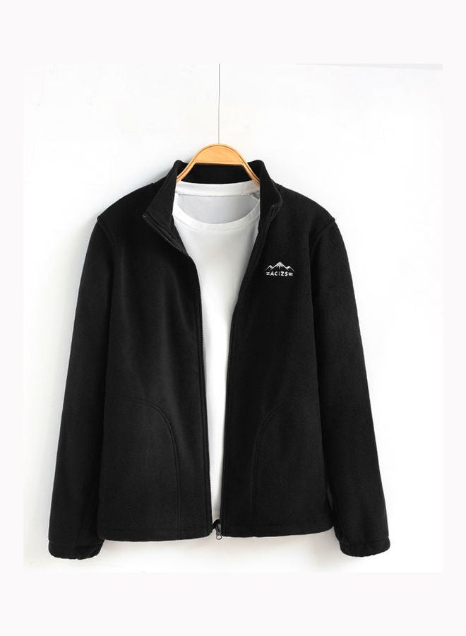 جوي شيك معطف دافئ ومريح من الصوف القطبي أسود - Image 4