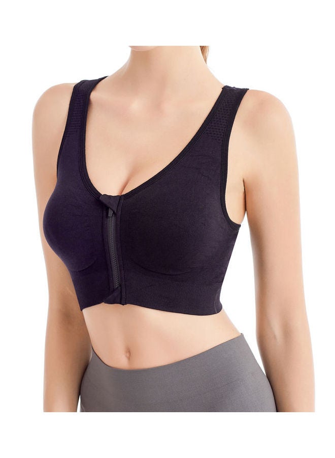 Front Zipper Breathable Wireless Yoga Bra Black - v1626286172/N49047004V_3