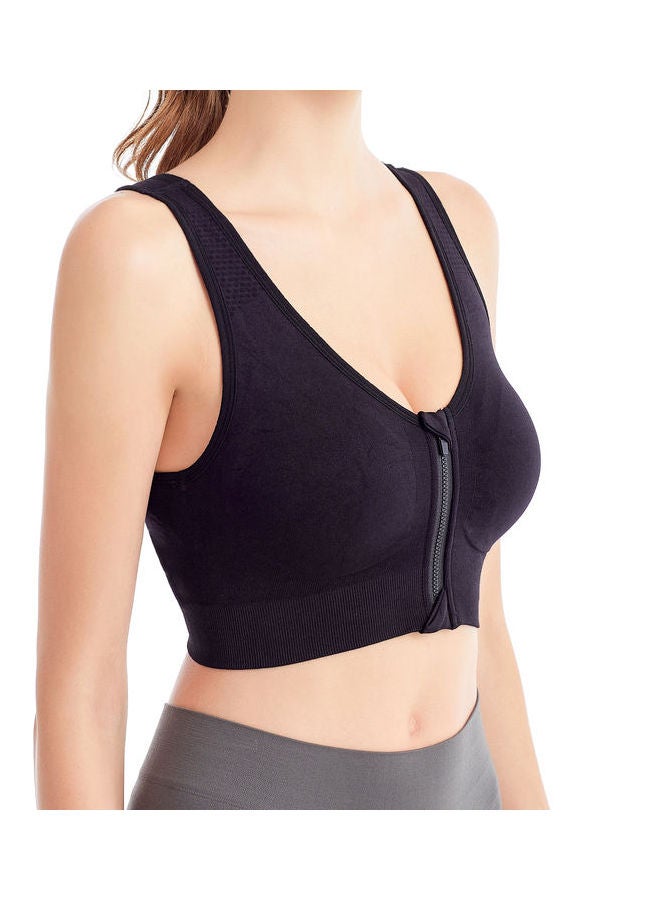 Front Zipper Breathable Wireless Yoga Bra Black - v1626286172/N49047004V_4