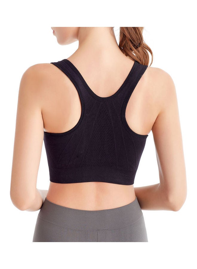 Front Zipper Breathable Wireless Yoga Bra Black - v1626286172/N49047004V_5