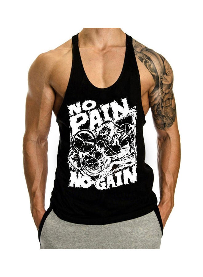Joychic Printed Racerback Tank Vest Black/White  - Image 1
