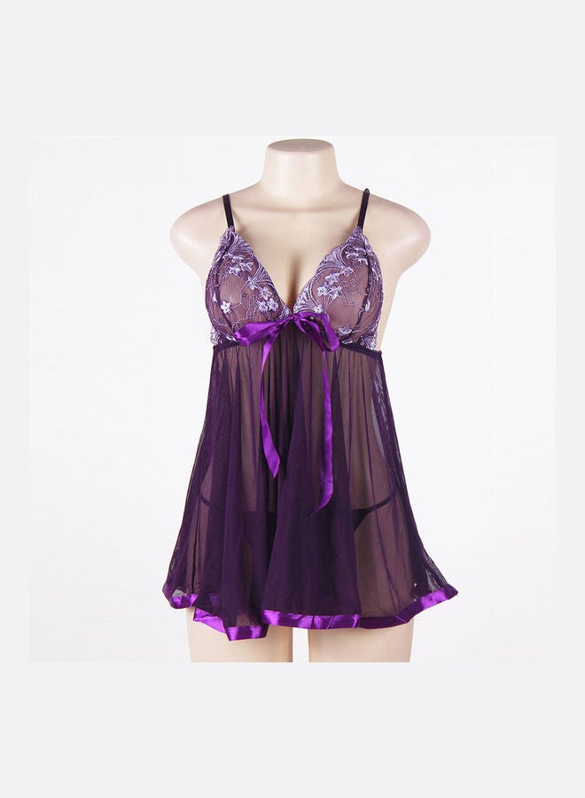 Joychic Floral Detail Lace Nightdress Purple  - Image 1