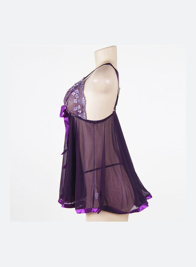 Joychic Floral Detail Lace Nightdress Purple  - Image 2