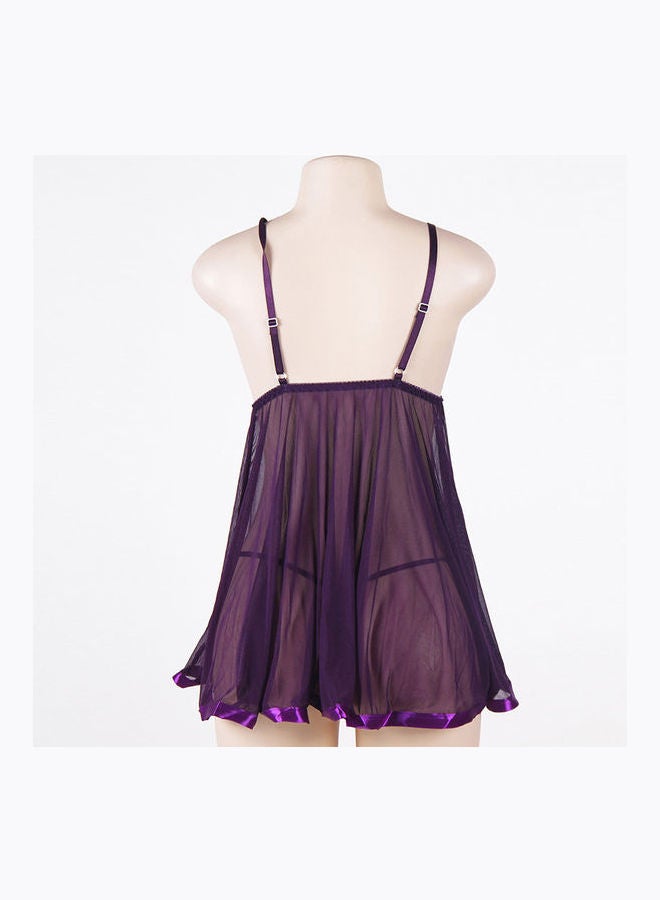 Joychic Floral Detail Lace Nightdress Purple  - Image 3