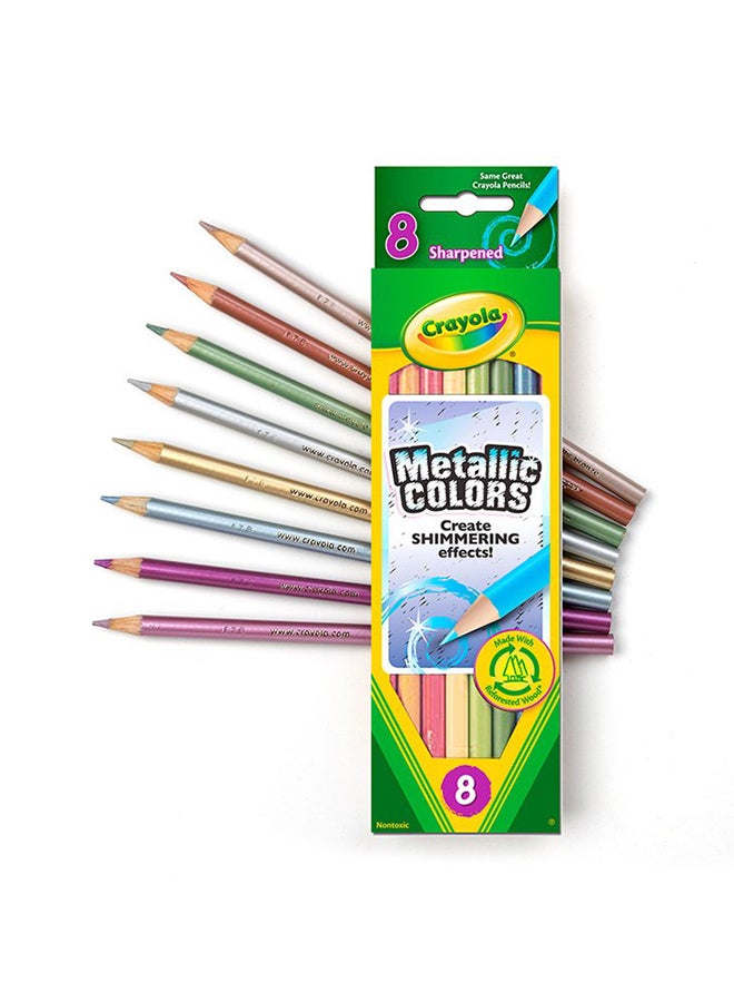 Crayola 8-Piece Metallic Colour Pencils Purple/Silver/Green - Image 3
