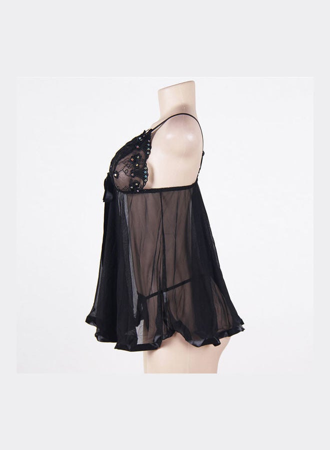 Joychic Floral Detail Lace Nightdress Black  - Image 2