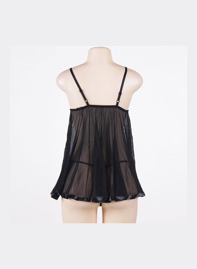Joychic Floral Detail Lace Nightdress Black  - Image 3