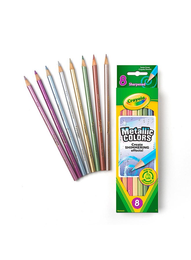 Crayola 8-Piece Metallic Colour Pencils Purple/Silver/Green - Image 4