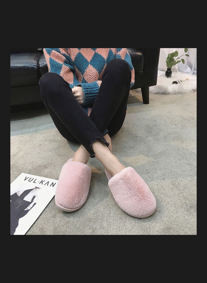 Joychic - Solid Fluffy Indoor Slippers Pink - Image 1