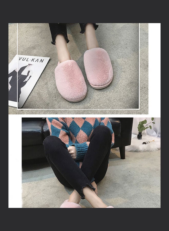 Joychic - Solid Fluffy Indoor Slippers Pink - Image 1
