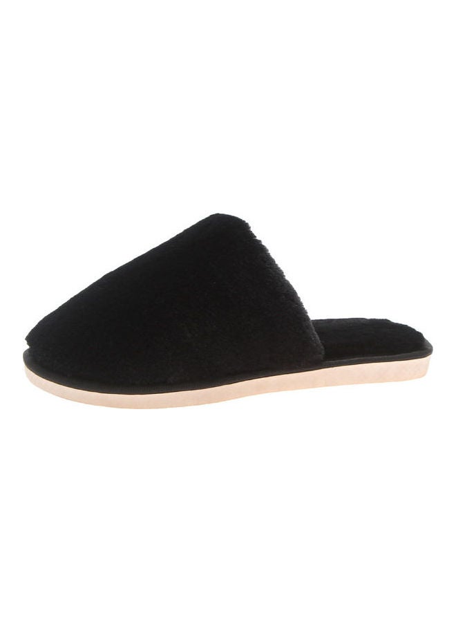Joychic Solid Fluffy Indoor Slippers Black  - Image 1