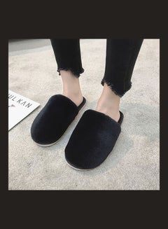 Solid Fluffy Indoor Slippers Black - v1626287552/N49023306V_2