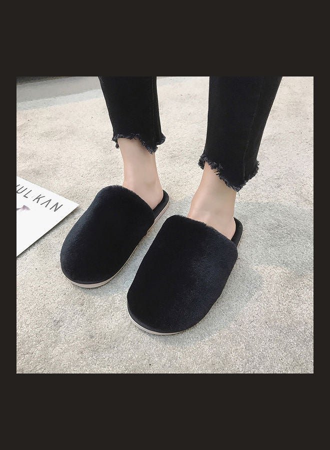 Joychic Solid Fluffy Indoor Slippers Black  - Image 2