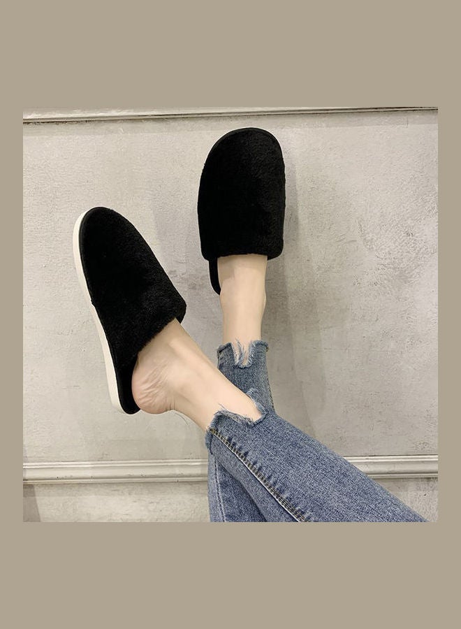 Joychic Solid Fluffy Indoor Slippers Black  - Image 3