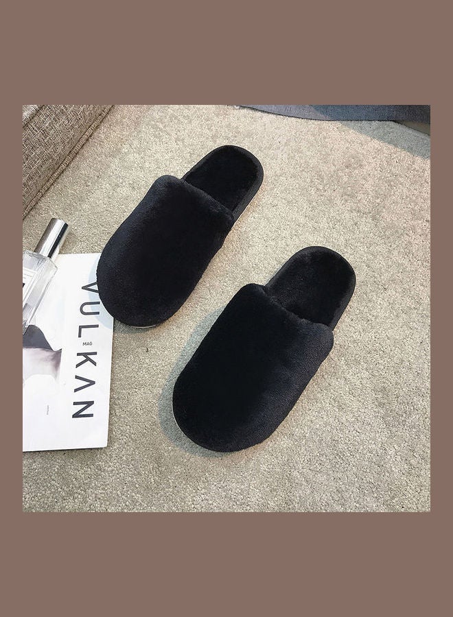 Joychic Solid Fluffy Indoor Slippers Black  - Image 4