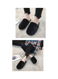 Solid Fluffy Indoor Slippers Black - v1626287552/N49023306V_5