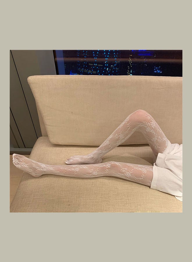 جوي شيك زوجُ جوارب طويلة بطبعة زهور أبيض - Image 4