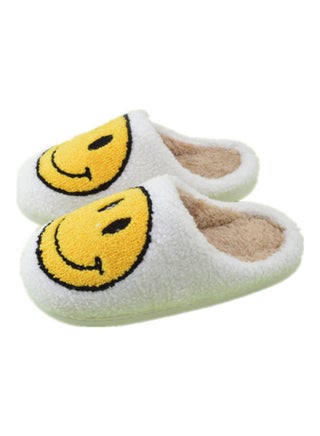 Smiley Face Designed Bedroom Slippers White/Yellow - v1626287553/N49023297V_1
