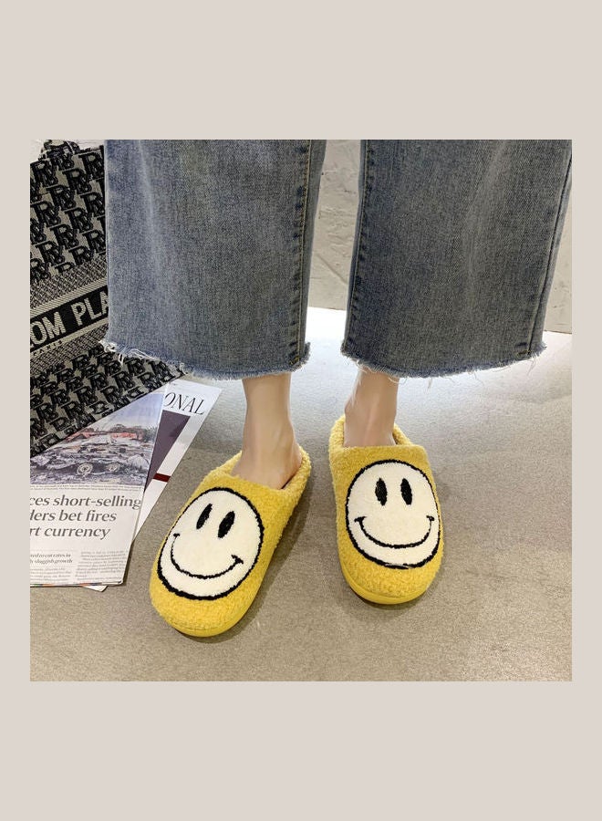 Smiley Face Designed Bedroom Slippers Yellow/White - v1626287558/N49023302V_2