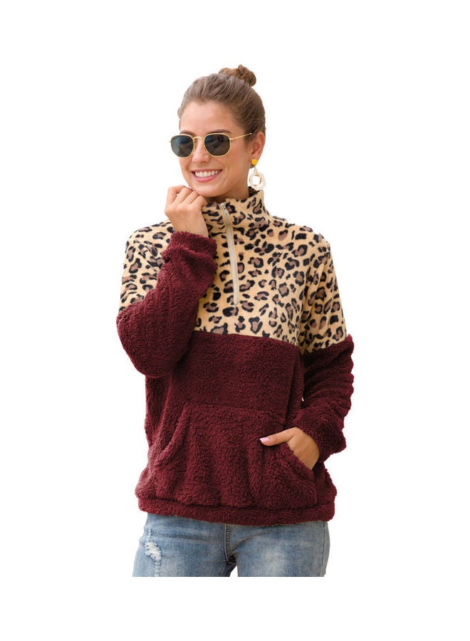 Joychic Colourblock Long Sleeves Sweatshirt Red/Brown  - Image 2