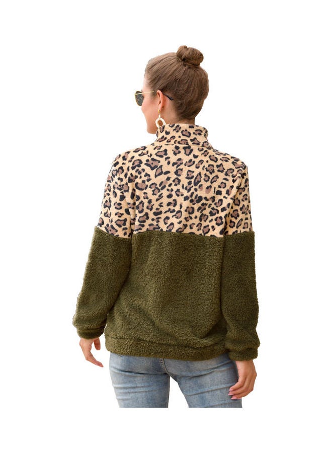 Joychic - Colourblock Long Sleeves Sweatshirt Green/Brown - Image 1