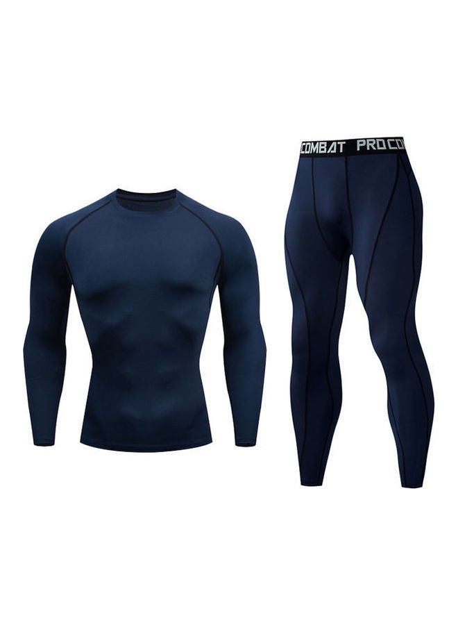 Joychic - Long Sleeves T-Shirt And Pants Set Blue - Image 1