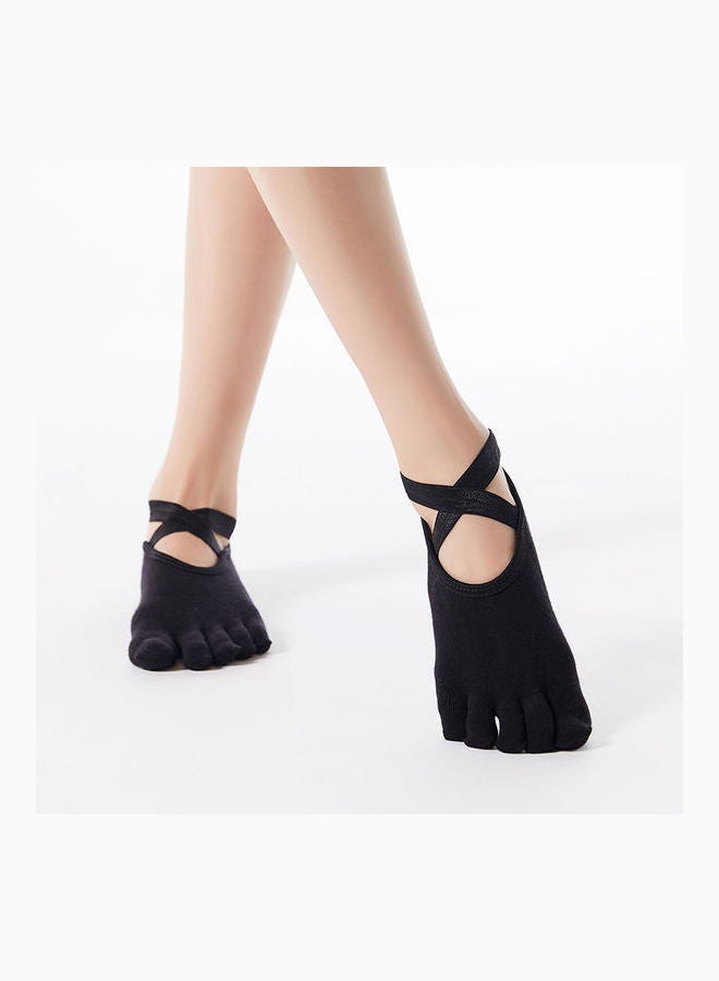 Joychic Pack Of 2 Cross Straps Yoga Socks Black/Grey  - Image 2