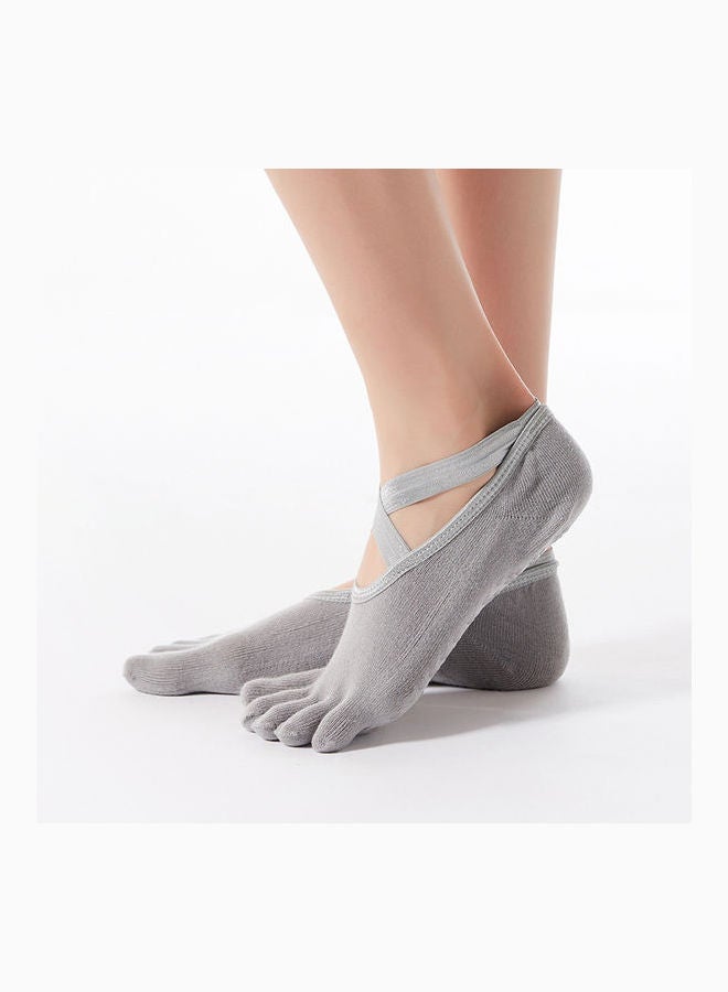 Joychic Pack Of 2 Cross Straps Yoga Socks Black/Grey  - Image 5